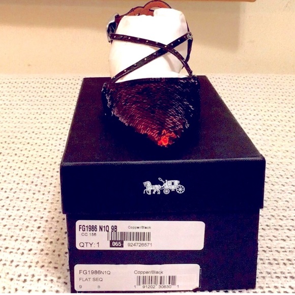 π₯Coach Flats Ruby Red Sequins Rivets Suds SlingBack Sz 9 NIB! Retails $350 π₯Ώπ₯Ώ - Picture 4 of 7